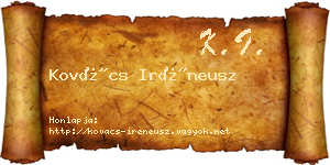 Kovács Iréneusz névjegykártya